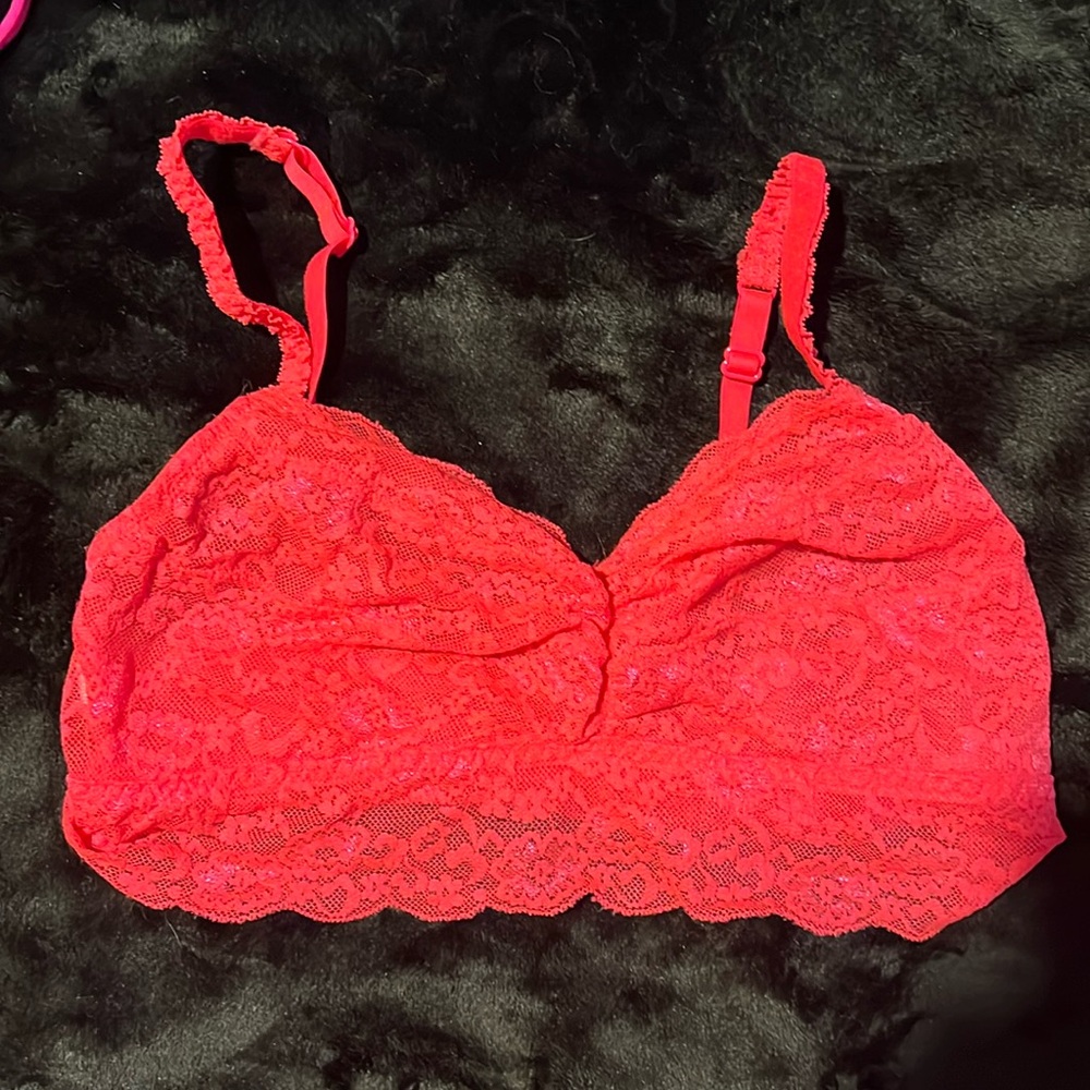 PINK Neon Pink Lace Bralette- Size M